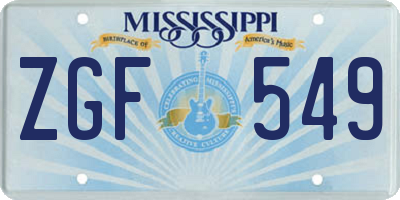 MS license plate ZGF549