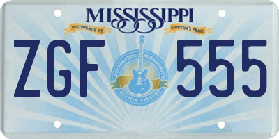 MS license plate ZGF555