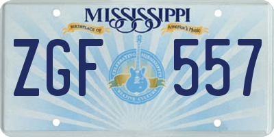 MS license plate ZGF557
