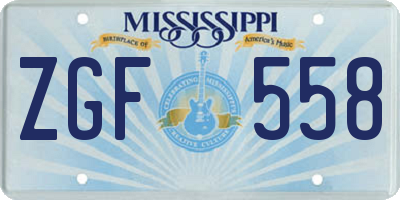 MS license plate ZGF558