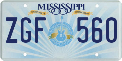 MS license plate ZGF560