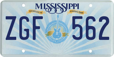 MS license plate ZGF562