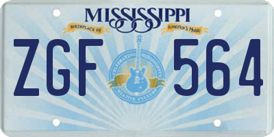 MS license plate ZGF564