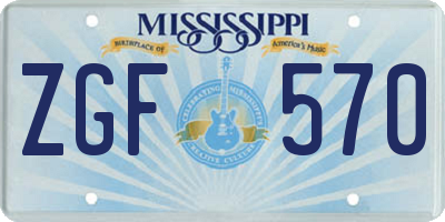 MS license plate ZGF570