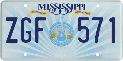 MS license plate ZGF571