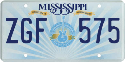 MS license plate ZGF575