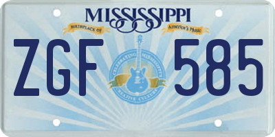 MS license plate ZGF585