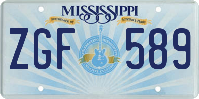 MS license plate ZGF589