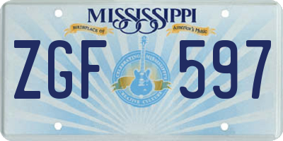 MS license plate ZGF597