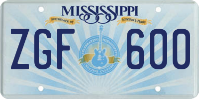 MS license plate ZGF600