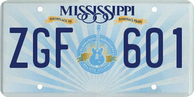 MS license plate ZGF601