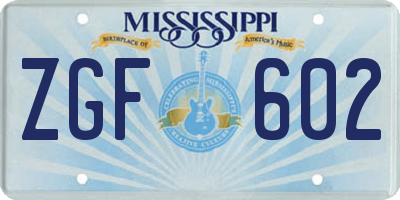 MS license plate ZGF602