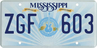 MS license plate ZGF603