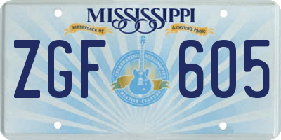 MS license plate ZGF605