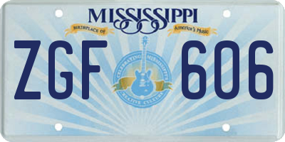 MS license plate ZGF606
