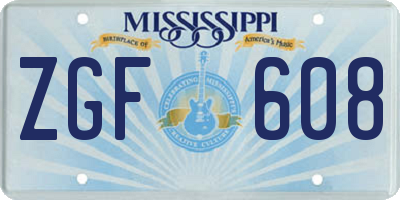 MS license plate ZGF608