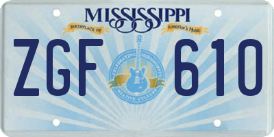 MS license plate ZGF610