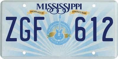 MS license plate ZGF612