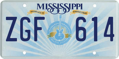 MS license plate ZGF614