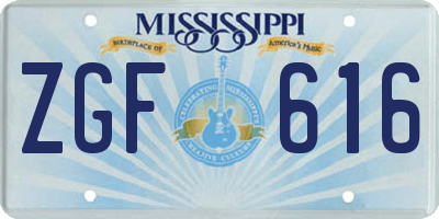 MS license plate ZGF616