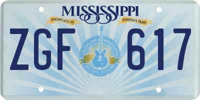 MS license plate ZGF617