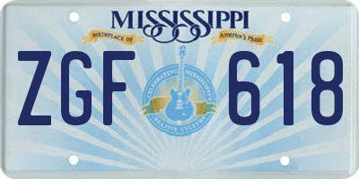 MS license plate ZGF618