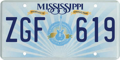 MS license plate ZGF619