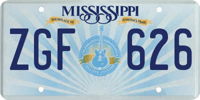 MS license plate ZGF626