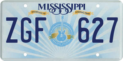 MS license plate ZGF627