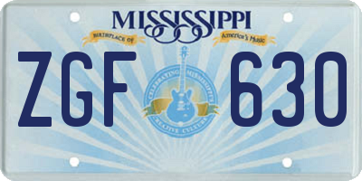MS license plate ZGF630