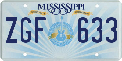 MS license plate ZGF633