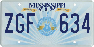 MS license plate ZGF634