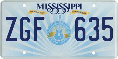 MS license plate ZGF635