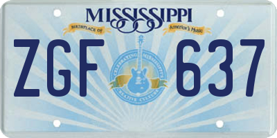 MS license plate ZGF637