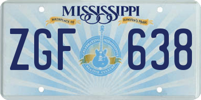 MS license plate ZGF638