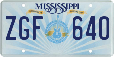 MS license plate ZGF640