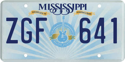 MS license plate ZGF641