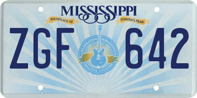 MS license plate ZGF642