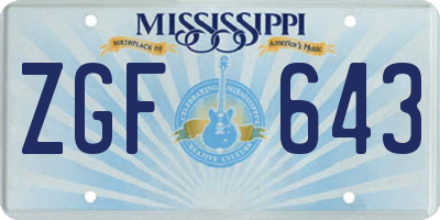MS license plate ZGF643