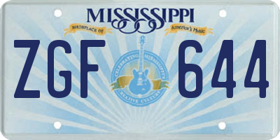 MS license plate ZGF644