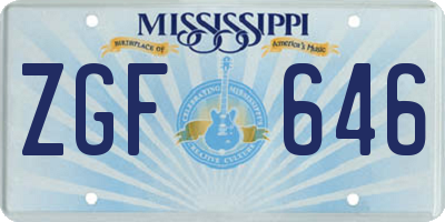 MS license plate ZGF646