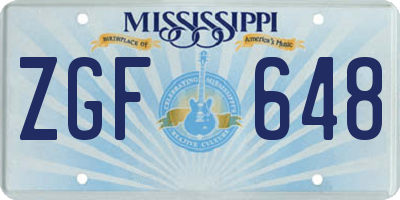 MS license plate ZGF648