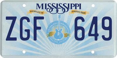 MS license plate ZGF649