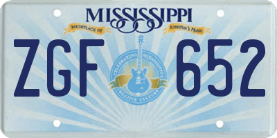 MS license plate ZGF652