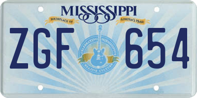 MS license plate ZGF654
