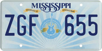 MS license plate ZGF655