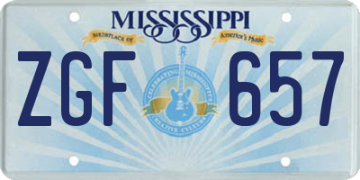 MS license plate ZGF657