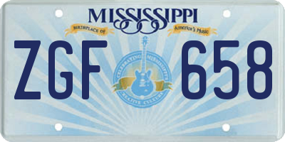 MS license plate ZGF658