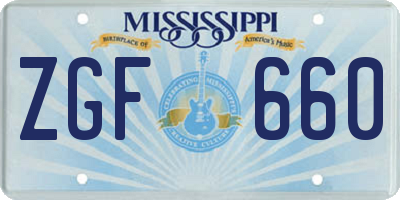 MS license plate ZGF660