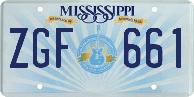 MS license plate ZGF661